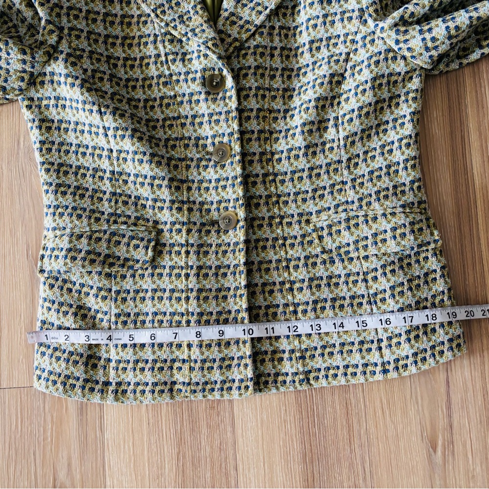 VTG Talbots Blazer Green Tweed Wool Blend Womens 10 Office Academia Preppy USA - Picture 8 of 11